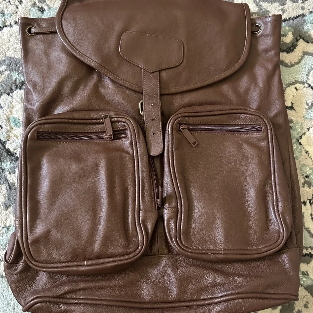 Brown Leather Men's Backpack